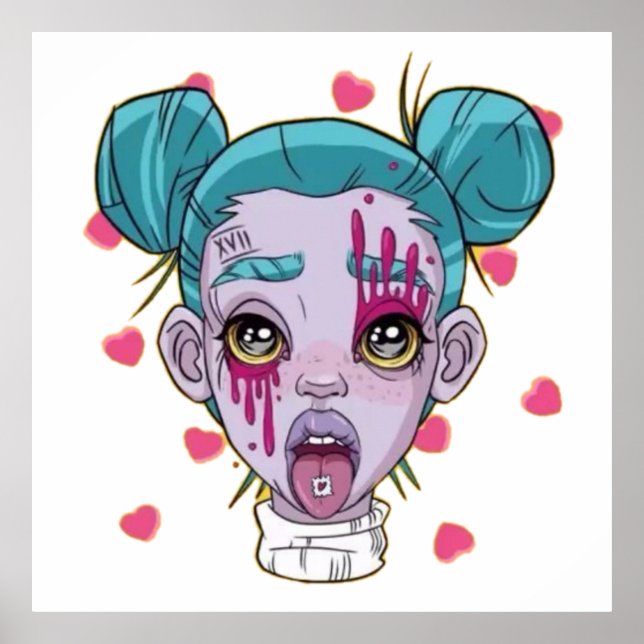 Cyberpunk-Kunst, Cyberpunk, Clubgirl, Party Poster (Vorne)