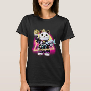 Cyberpunk Maneki Neko Glückskatze Tech-Stil T-Shirt