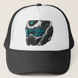 Cyberpunk-Mecha-Pilot-Sci-Fi-Gamer-Grafik-Hoodie Truckerkappe