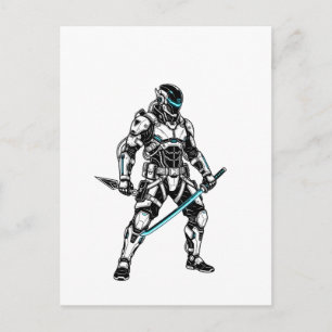 Cyberpunk-Mecha-Shinobi-Futuristic-Cyber-Ninja-Gra Postkarte