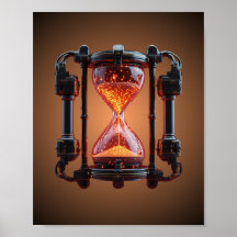 Cyberpunk-Mecha-Stundenglas-Neon-Gaming-Poster