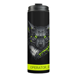 Cyberpunk-Mecha-Wolf Benutzername Thermosbecher