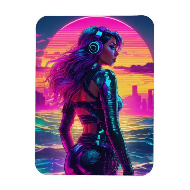 Cyberpunk Mermaid Flexible Foto Magnet (Vertikal)