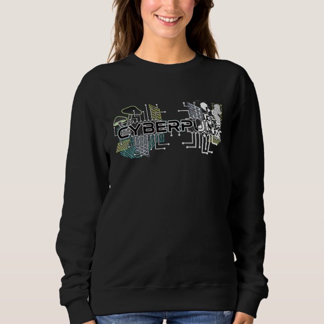 Cyberpunk Mushroom Trippy Psychedelic Retro Glitch Sweatshirt (Vorderseite)