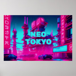 Cyberpunk Neo Tokyo Synthwave Street Sci-Fi Poster