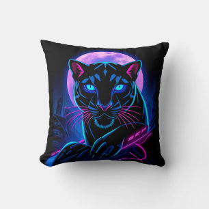 Cyberpunk Neon Black Panther Kissen
