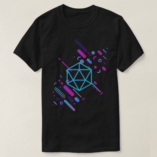 Cyberpunk Neon D20 Dice Tabletop RPG T-Shirt (Design vorne)