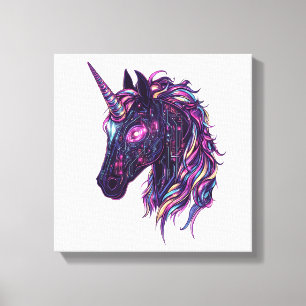 Cyberpunk-Neon-Einhorn (1) Leinwanddruck