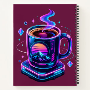 Cyberpunk-Neon-Kaffeetasse-Ästhetik-Hardcover-Noti Notizbuch