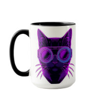 Cyberpunk-Neon-Katzen-Kaffeetasse - futuristisches