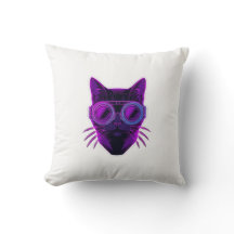 Cyberpunk-Neon-Katzen-Wurfkissen - Futuristisches