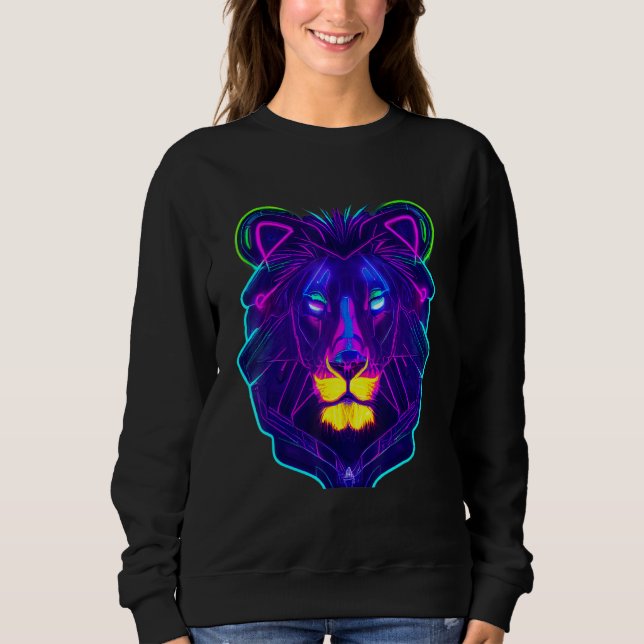 Cyberpunk Neon Light Leon Unique Animal King Color Sweatshirt (Vorderseite)