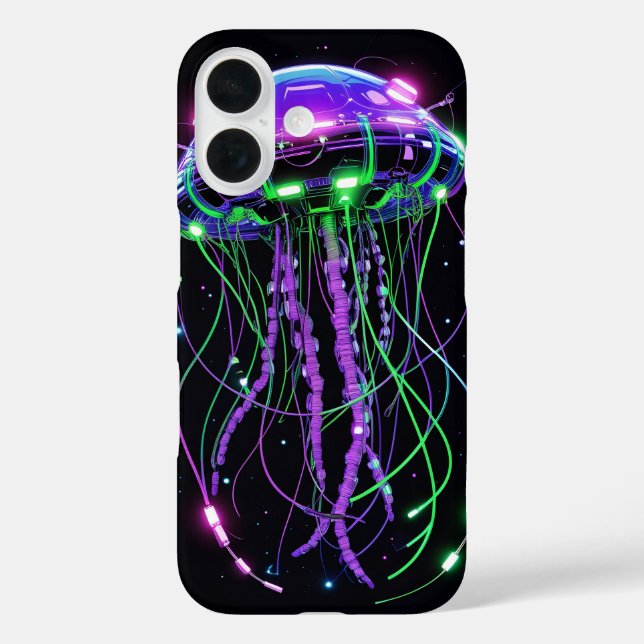 Cyberpunk-Neon-Qualle Kunst Case-Mate iPhone Hülle (Rückseite)