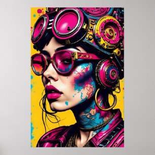 Cyberpunk Neon Rebel - Futuristische Streetwear Ar Poster