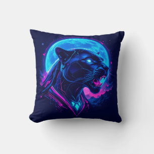 Cyberpunk Neon Schwarzer Panther Kissen