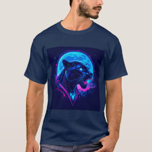 Cyberpunk Neon Schwarzer Panther T-Shirt