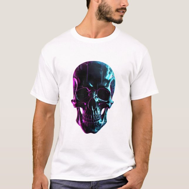 Cyberpunk Neon Skull T-Shirt (Vorderseite)