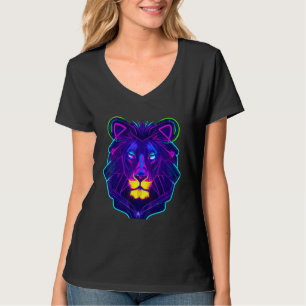 Cyberpunk-Neonlicht Leon Einzigartiger Tierkönig F T-Shirt