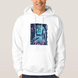 Cyberpunk-Neonstadt-Zukunftsnachtkunst Hoodie