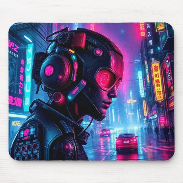 Cyberpunk Night City Pilot XL Gaming Desk Mat Mousepad (Vorne)