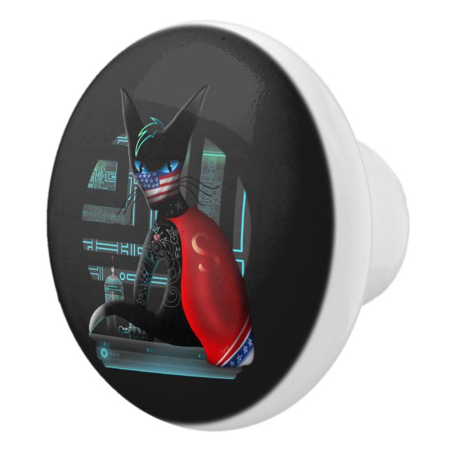 Cyberpunk Ninja Black Cat Keramikknauf (Rechts)