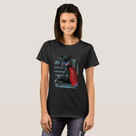 Cyberpunk Ninja Black Cat T-Shirt