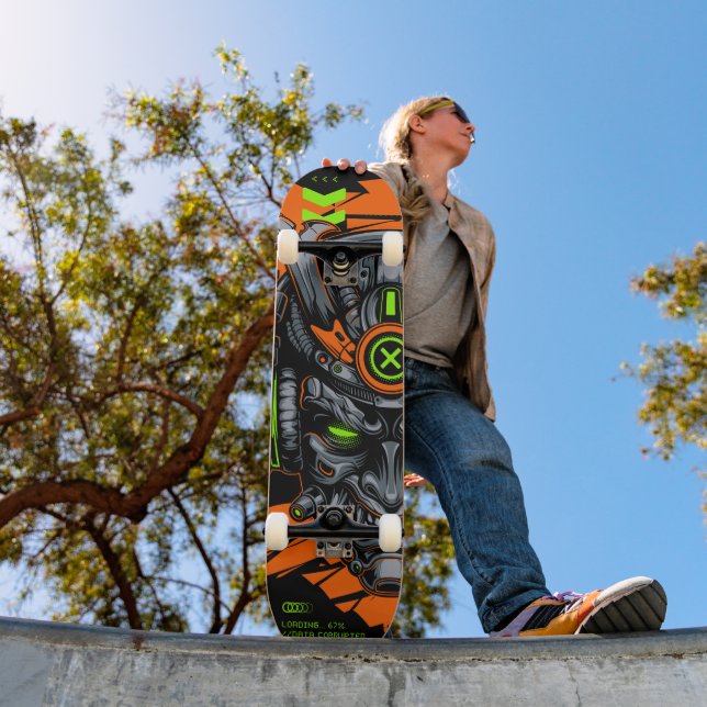 Cyberpunk Oni Samurai Mask Neon  Skateboard (Außenbereich 1)