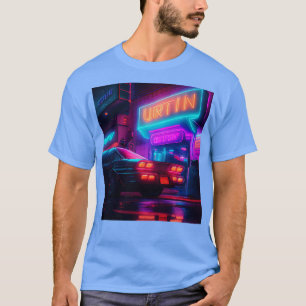 Cyberpunk Outrun City Automobile Futuristic AI Ge T-Shirt