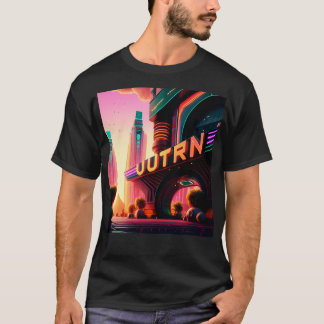 Cyberpunk Outrun City Futuristic AI Generierte Kun T-Shirt