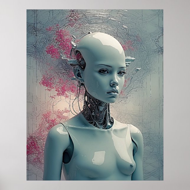 Cyberpunk Paranoider Android Sci-Fi Surreal Wand Poster (Vorne)