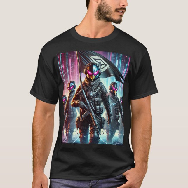 Cyberpunk Pinguin Force Taktisches T-Shirt 🚀 🐧 � (Vorderseite)