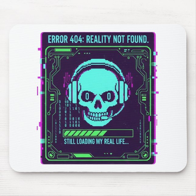 ​Cyberpunk Pixel Skull Gaming Mouse Pad - Error 40 Mousepad (Vorne)