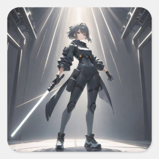 cyberpunk quadratischer aufkleber