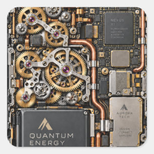 Cyberpunk Quantum Tech Leiterplatten-Handyhülle & Quadratischer Aufkleber