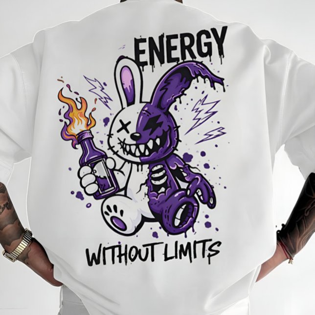 Cyberpunk Rabbit Graphic - Energy Without Limits S T-Shirt (Cyberpunk Rabbit Graphic)