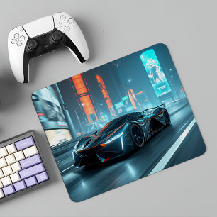 Cyberpunk Racer: Futuristisches Supercar in Neon C Mousepad