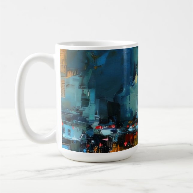 Cyberpunk Rain Street Kaffeetasse (Links)