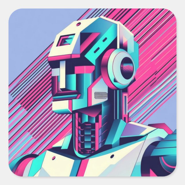 Cyberpunk-Reflektionen Quadratischer Aufkleber (Vorderseite)