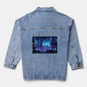 Cyberpunk Rooftop Tokio Jeansjacke