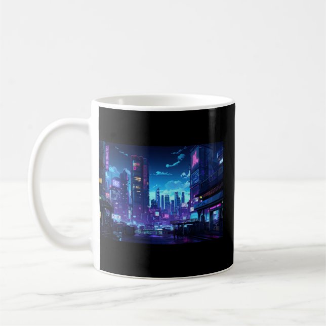Cyberpunk Rooftop Tokio Kaffeetasse (Links)