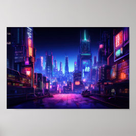 Cyberpunk Rooftop Tokio Poster
