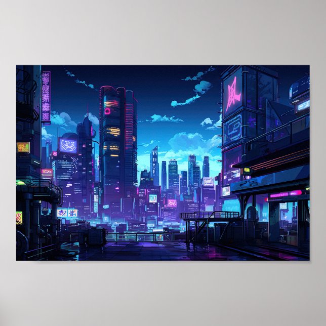 Cyberpunk Rooftop Tokio Poster (Vorne)