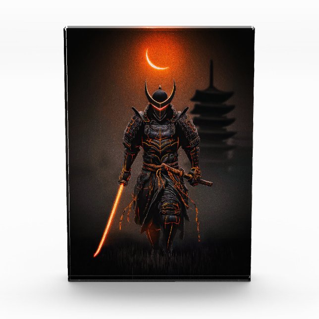 Cyberpunk Samurai Futuristic Warrior Fotoblock (Vorderseite)