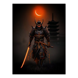 Cyberpunk Samurai Futuristic Warrior Poster
