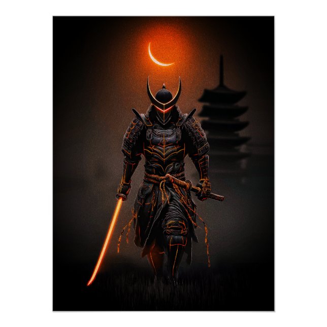 Cyberpunk Samurai Futuristic Warrior Poster (Vorderseite)