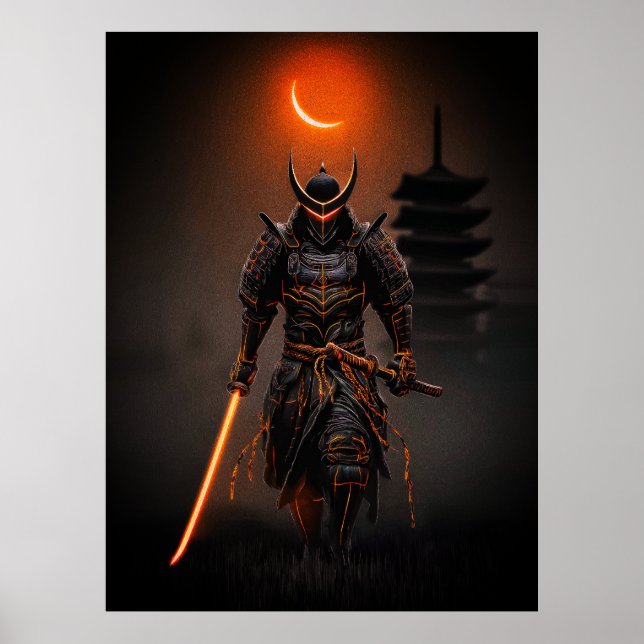 Cyberpunk Samurai Futuristic Warrior Poster (Vorne)