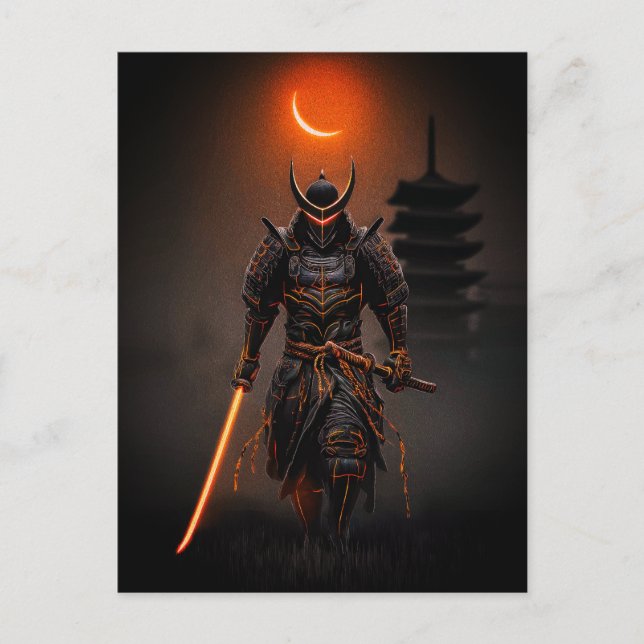 Cyberpunk Samurai Futuristic Warrior Postkarte (Vorderseite)