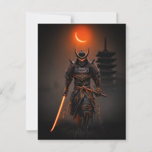 Cyberpunk Samurai Futuristic Warrior Postkarte