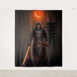 Cyberpunk Samurai Futuristic Warrior Wandteppich