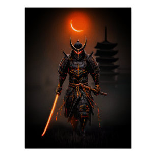 Cyberpunk-Samurai Futuristischer Krieger Poster